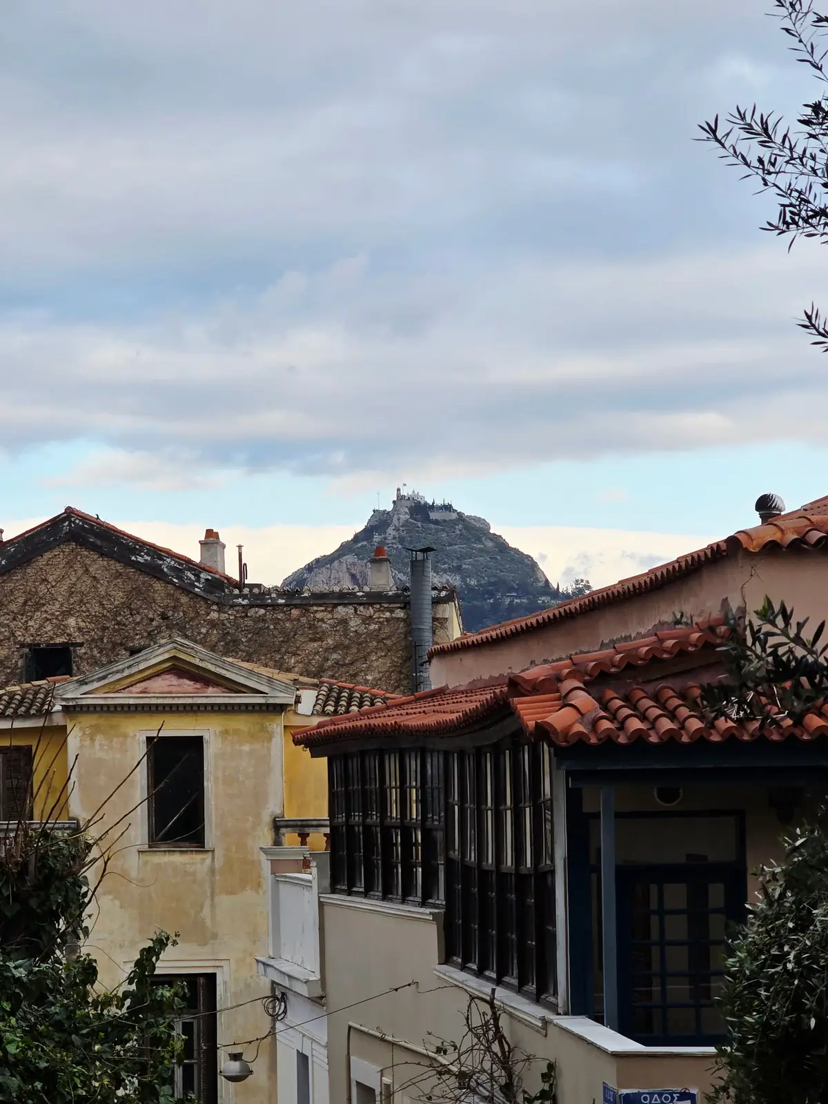 Lycabettus Hill rising above central Athens