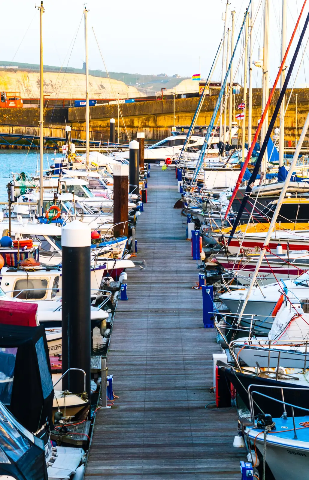 Boats docked at Brighton Marina