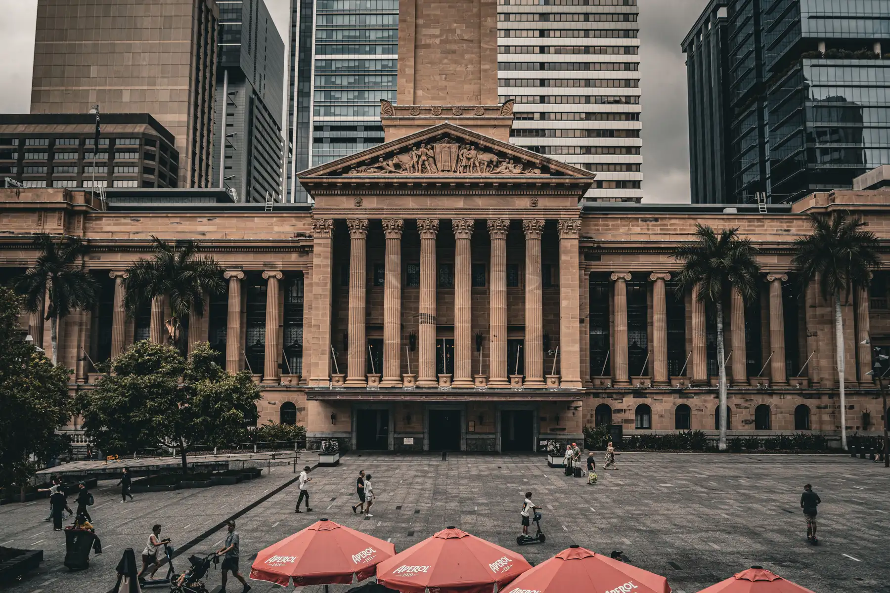 Brisbane City Hall’s sandstone portico facing King George Square