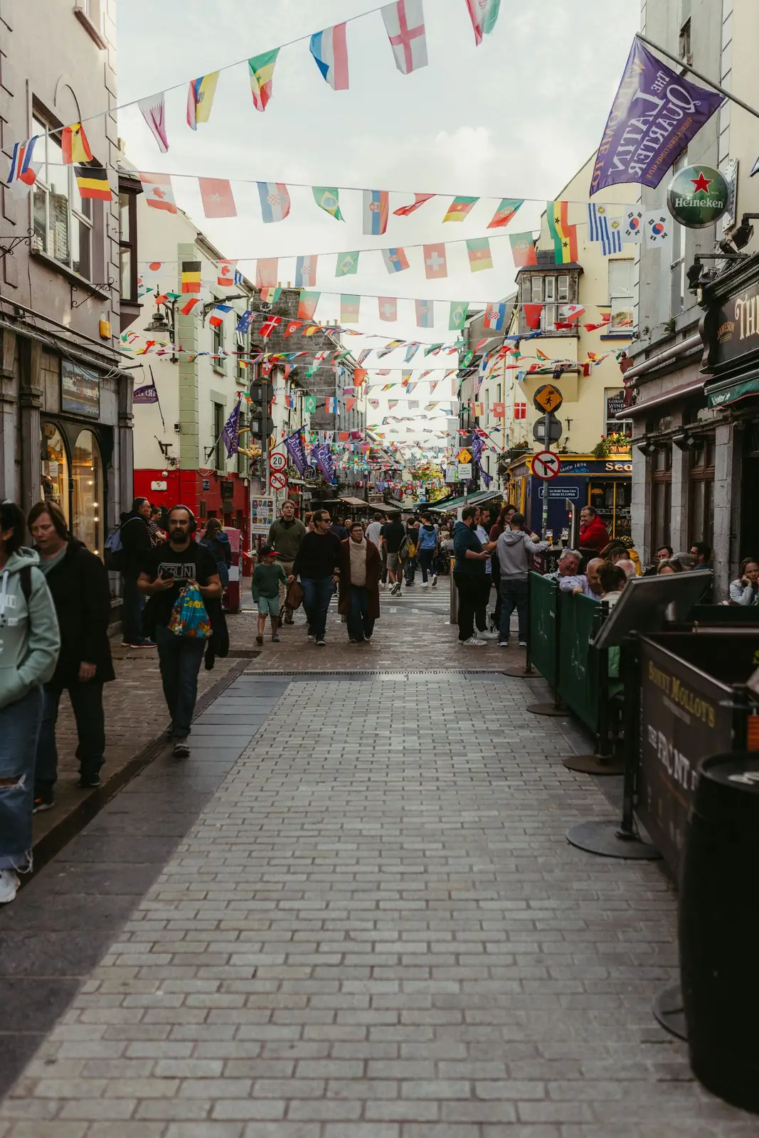 A lively street in Galway’s historic centre