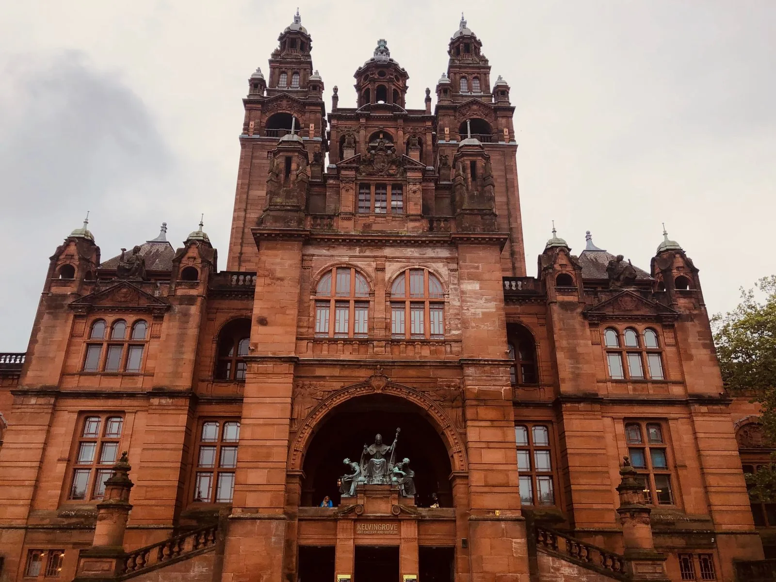 The red sandstone facade of Kelvingrove Art Gallery and Museum in Glasgow