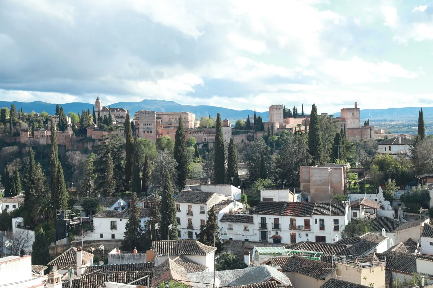 The Alhambra above Granada's historic rooftops