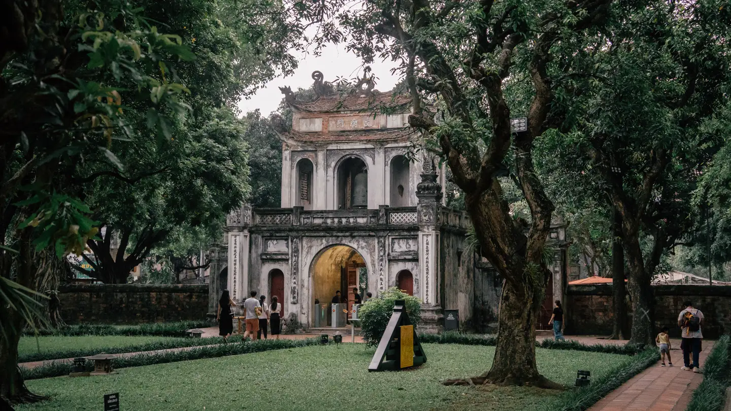Stone gate and courtyard at Hanoi’s Temple of Literature.