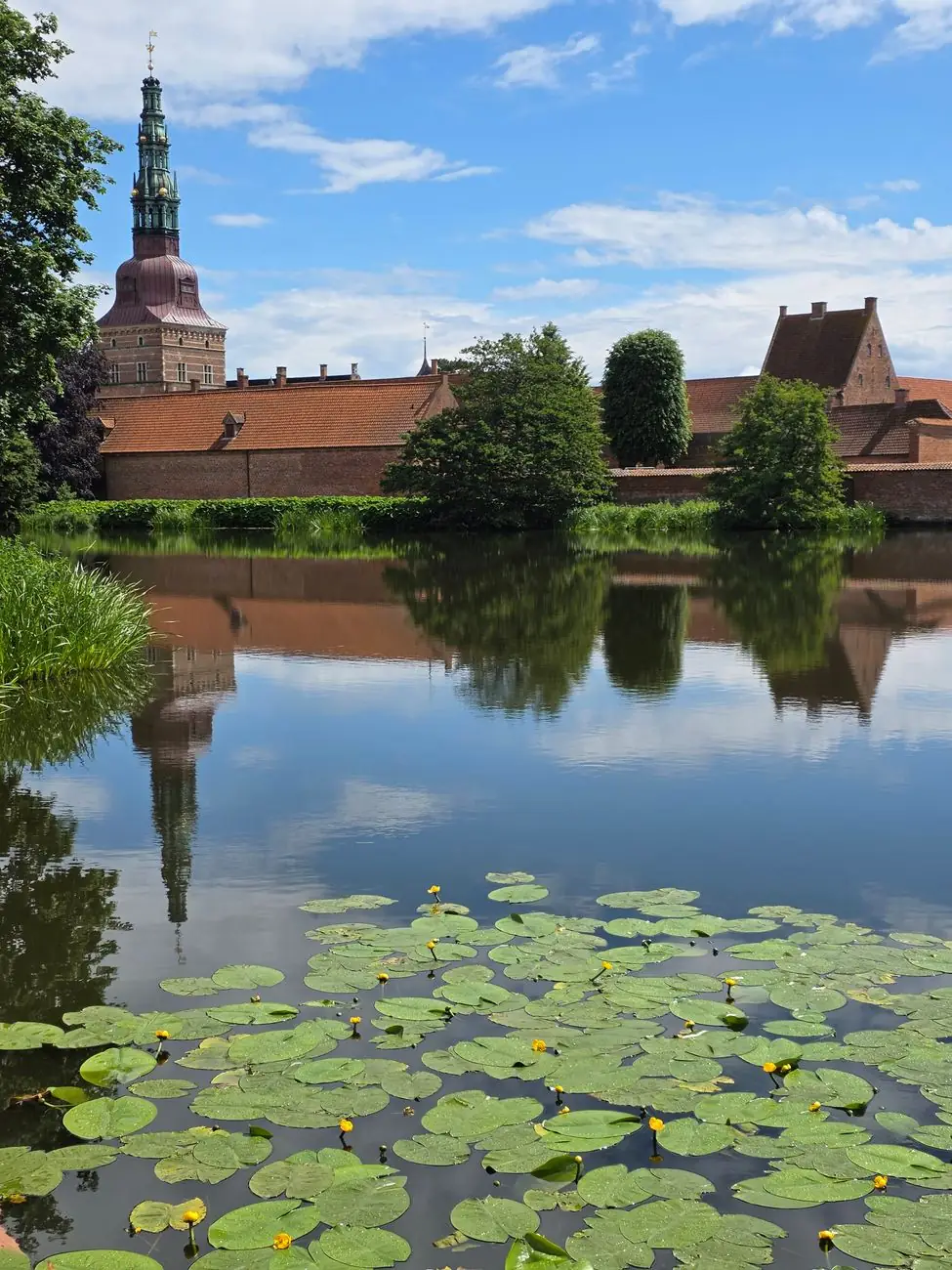 Kronborg Castle reflected in its moat