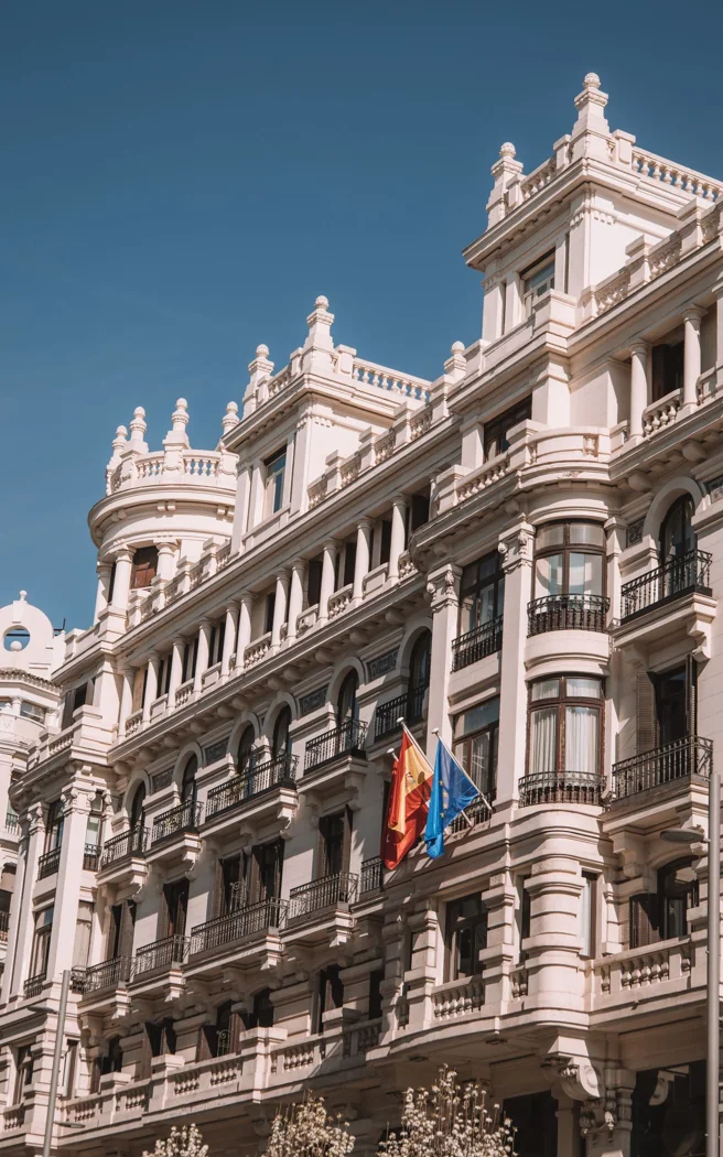 An ornate building facade on Madrid's Gran Vía