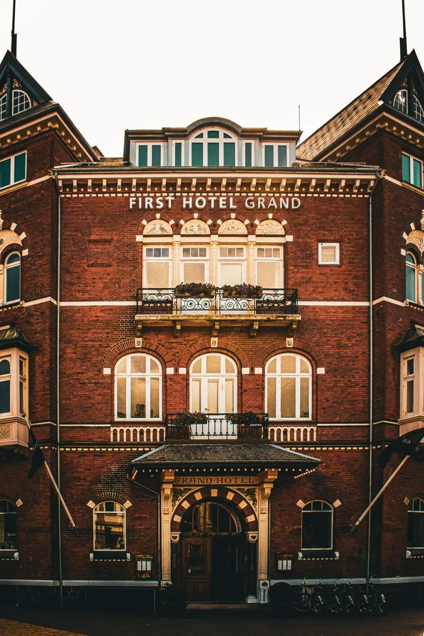 First Hotel Grand’s distinctive façade in central Odense