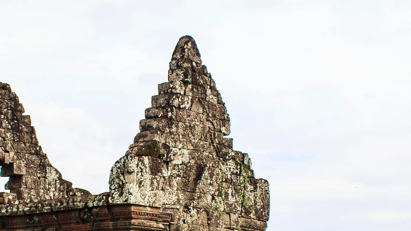 A carved stone palace gable at Vat Phou, near Champasak south of Pakse.