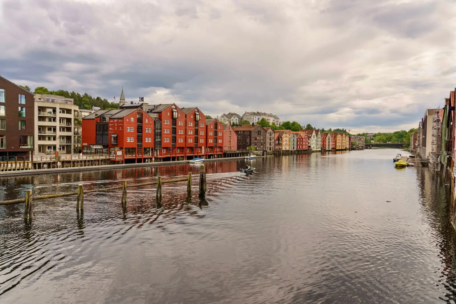 Colourful riverside warehouses beside the Nidelva in Trondheim