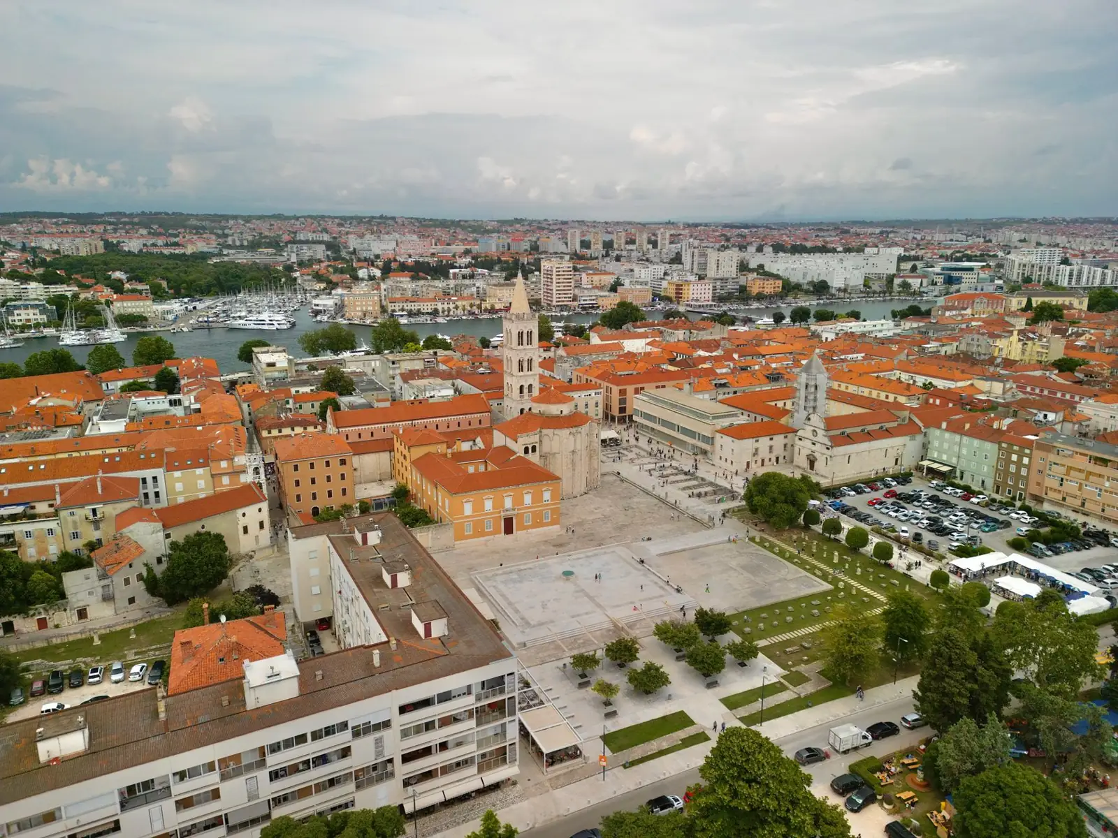Zadar’s Roman Forum beside St Donatus and the cathedral bell tower