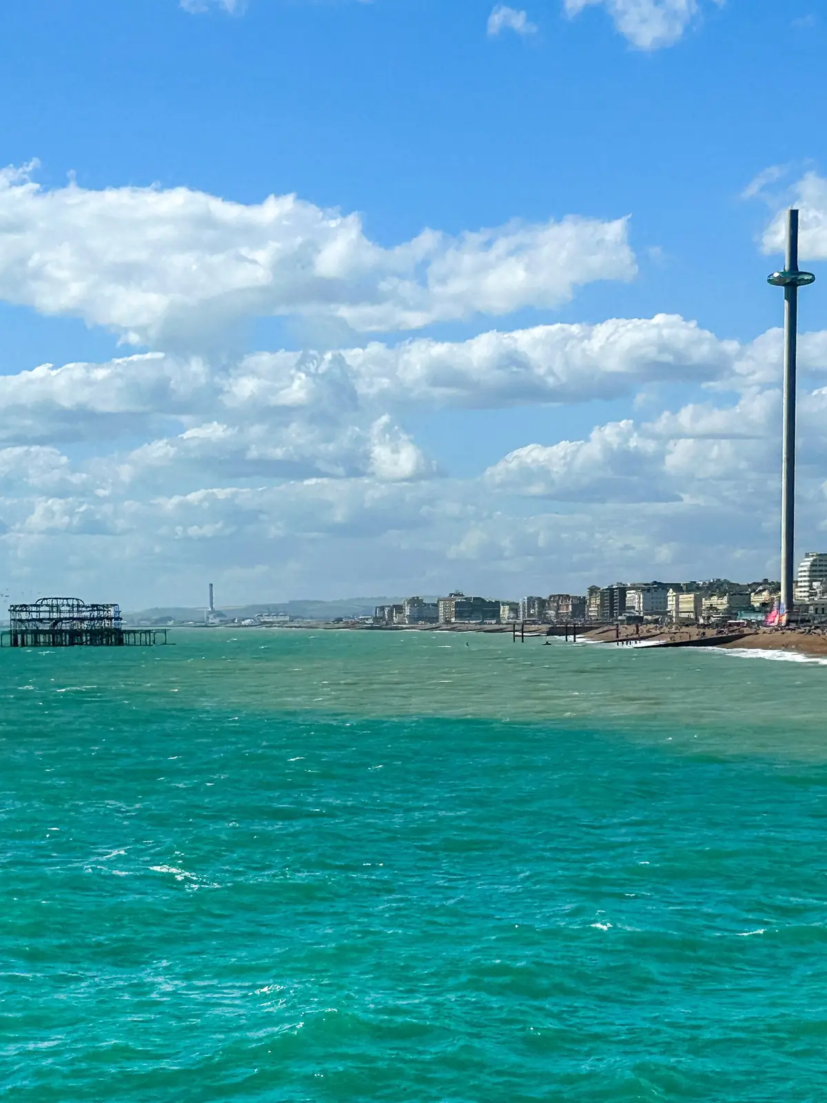 Brighton seafront with the i360 and remains of West Pier
