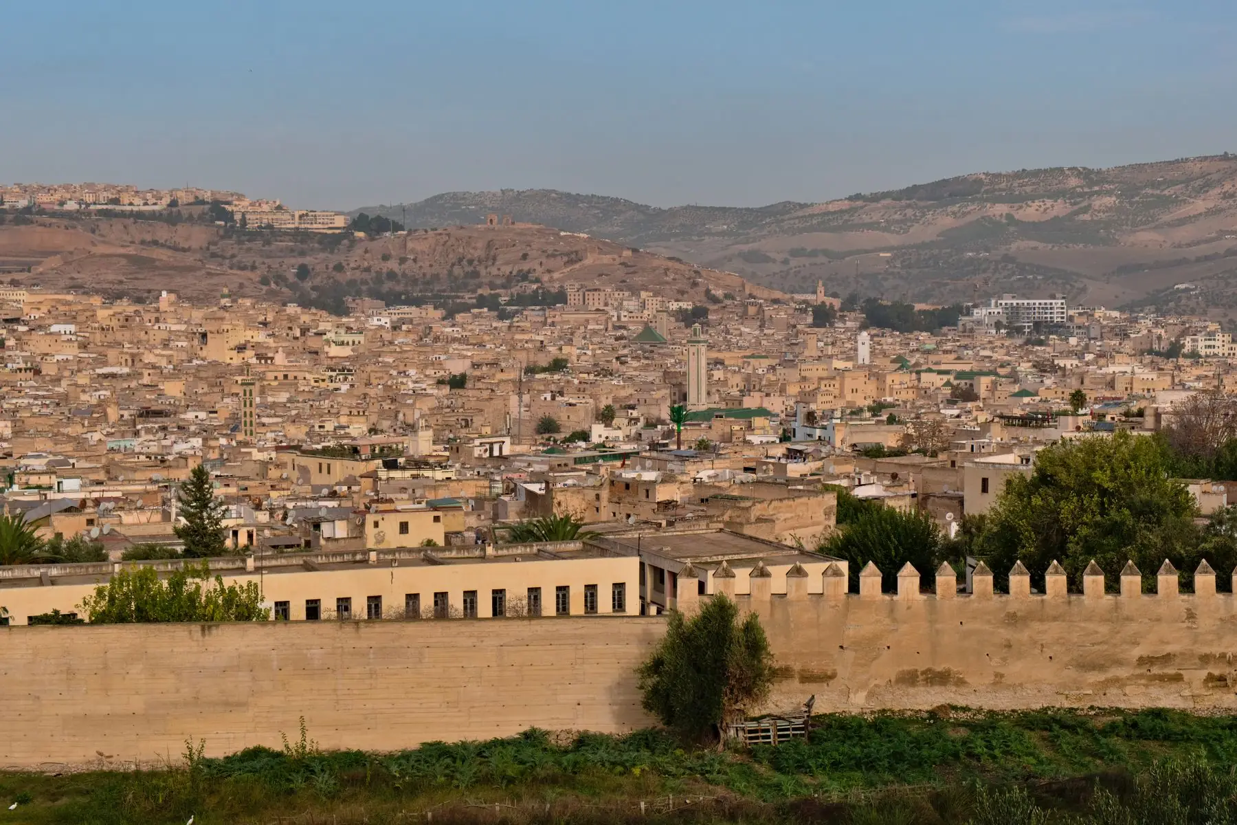 Fès el-Bali spreading behind its ochre city walls and minarets
