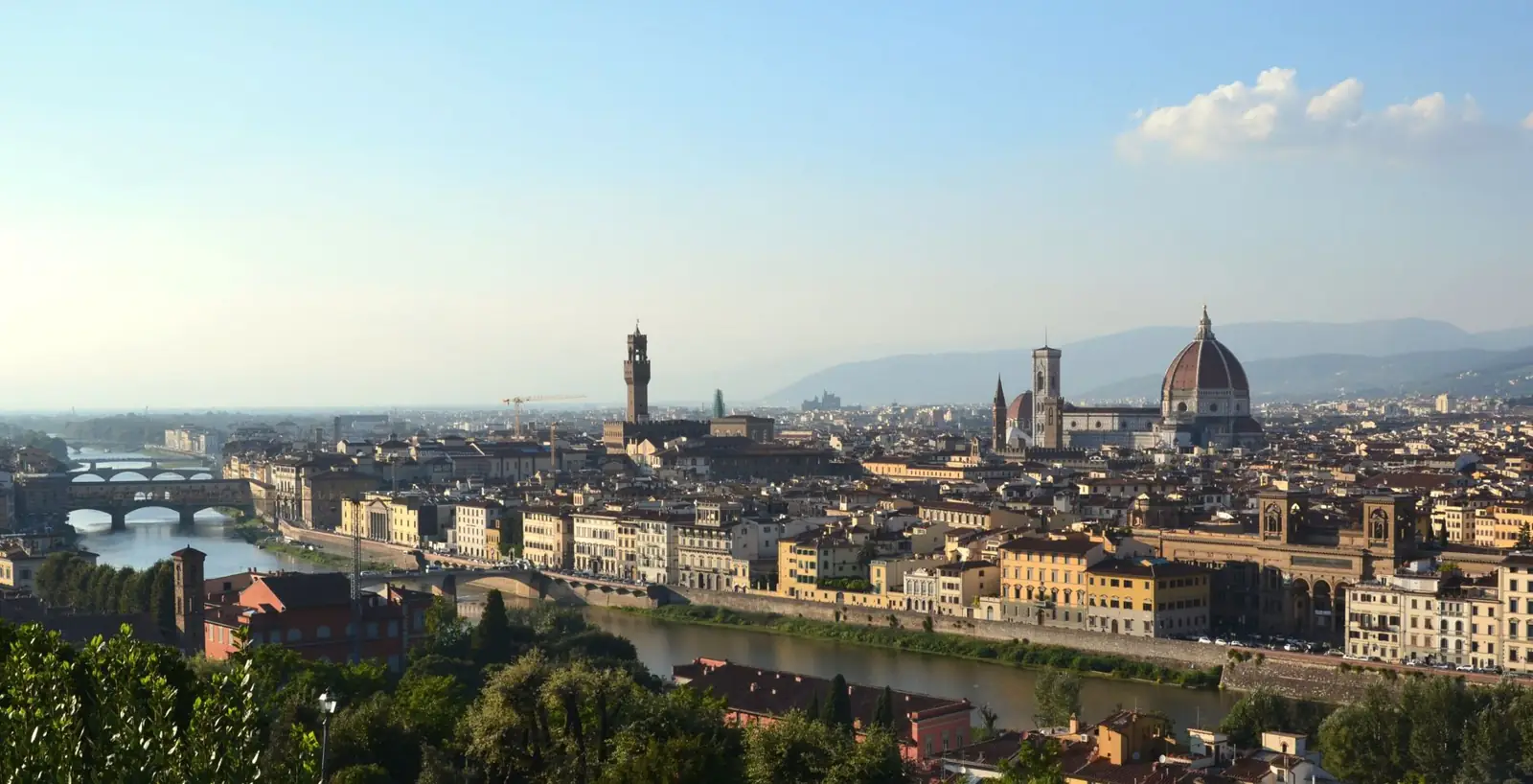 Florence’s skyline with the cathedral dome and Palazzo Vecchio