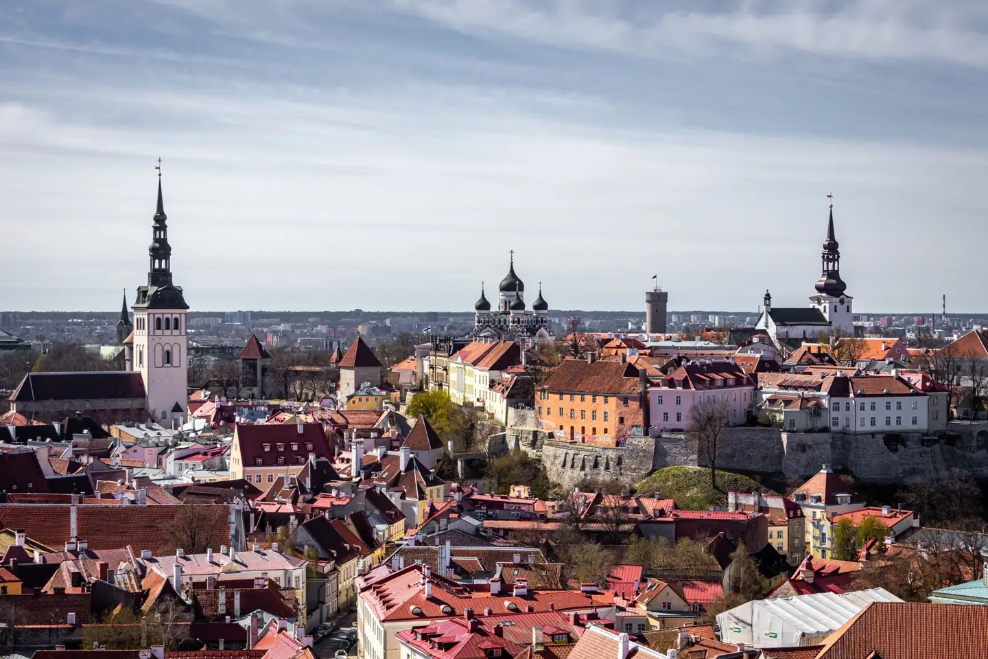 Tallinn’s Old Town rooftops with St Nicholas’ Church and the Toompea skyline beyond