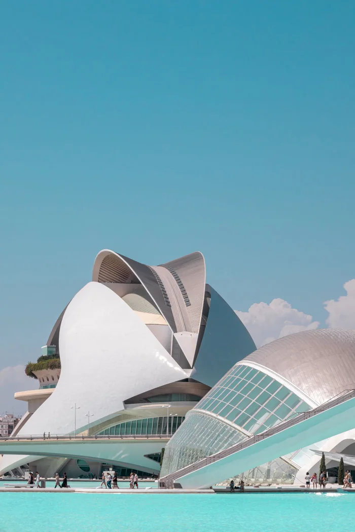 Modern buildings and reflecting pools at Valencia's City of Arts and Sciences